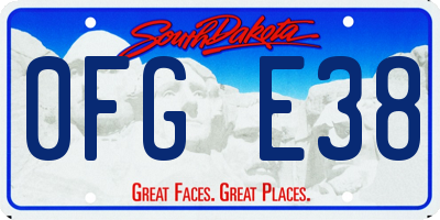 SD license plate 0FGE38