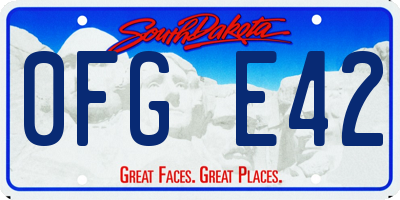 SD license plate 0FGE42