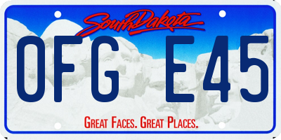 SD license plate 0FGE45