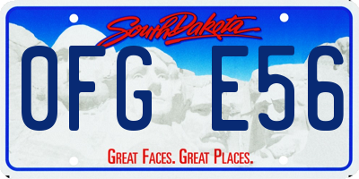 SD license plate 0FGE56