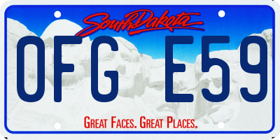 SD license plate 0FGE59