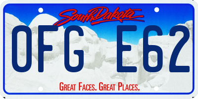 SD license plate 0FGE62