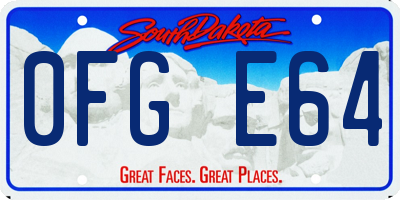 SD license plate 0FGE64
