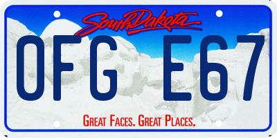 SD license plate 0FGE67