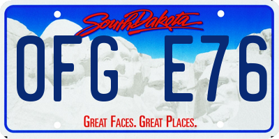 SD license plate 0FGE76