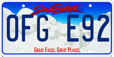 SD license plate 0FGE92