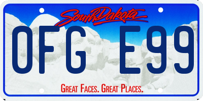 SD license plate 0FGE99