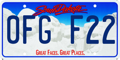 SD license plate 0FGF22