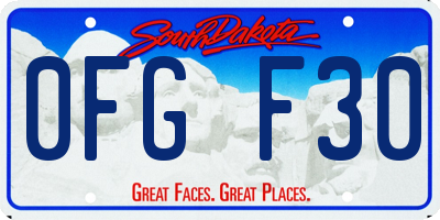 SD license plate 0FGF30