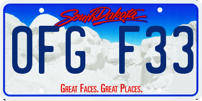 SD license plate 0FGF33
