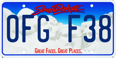 SD license plate 0FGF38