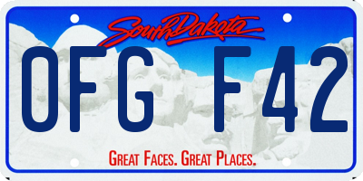 SD license plate 0FGF42