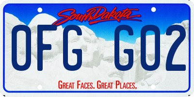 SD license plate 0FGG02