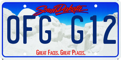 SD license plate 0FGG12