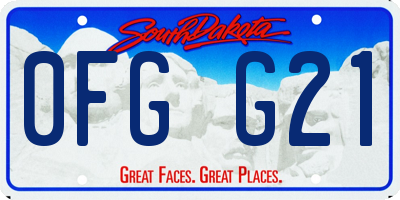 SD license plate 0FGG21
