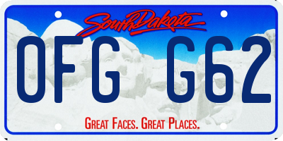 SD license plate 0FGG62