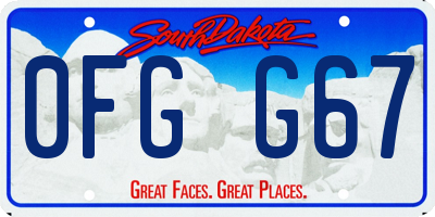 SD license plate 0FGG67