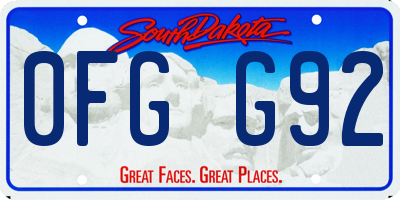 SD license plate 0FGG92