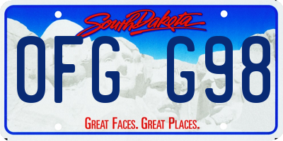 SD license plate 0FGG98