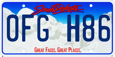 SD license plate 0FGH86
