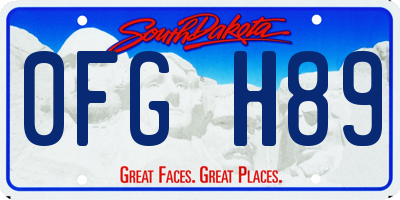 SD license plate 0FGH89