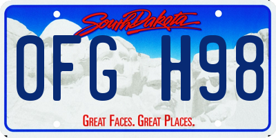 SD license plate 0FGH98