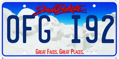 SD license plate 0FGI92