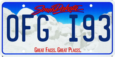 SD license plate 0FGI93