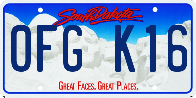 SD license plate 0FGK16