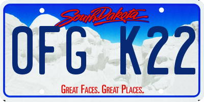 SD license plate 0FGK22