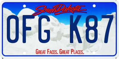 SD license plate 0FGK87