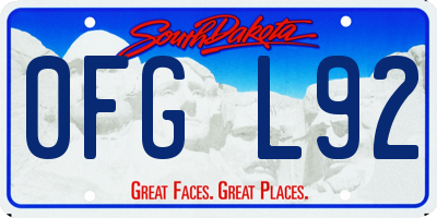 SD license plate 0FGL92