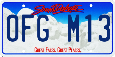SD license plate 0FGM13