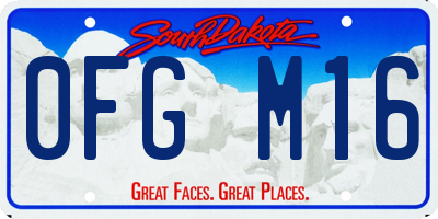 SD license plate 0FGM16