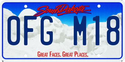 SD license plate 0FGM18