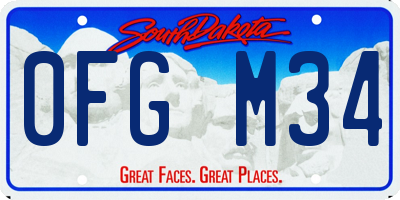 SD license plate 0FGM34