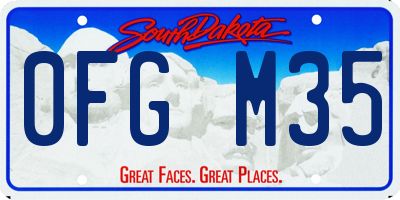 SD license plate 0FGM35