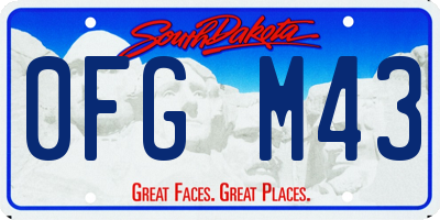 SD license plate 0FGM43