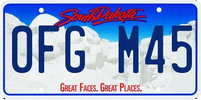 SD license plate 0FGM45
