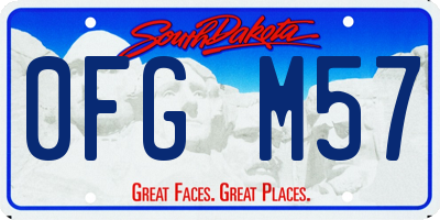 SD license plate 0FGM57