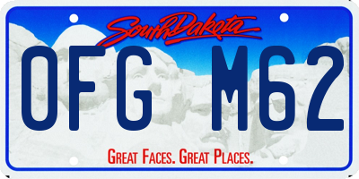 SD license plate 0FGM62