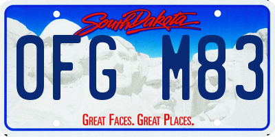 SD license plate 0FGM83