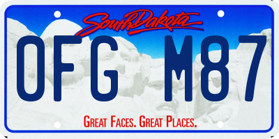 SD license plate 0FGM87