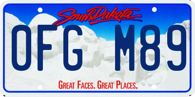 SD license plate 0FGM89