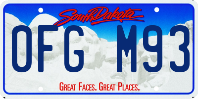 SD license plate 0FGM93