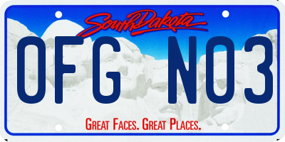 SD license plate 0FGN03
