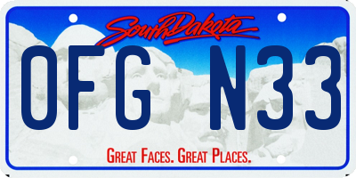 SD license plate 0FGN33