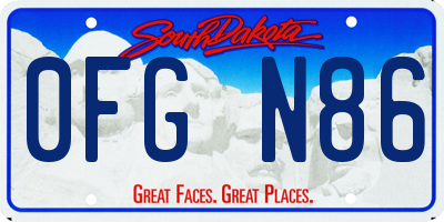 SD license plate 0FGN86