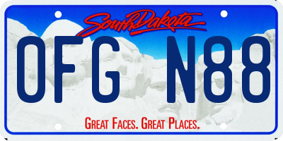SD license plate 0FGN88