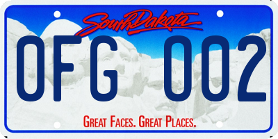SD license plate 0FGO02